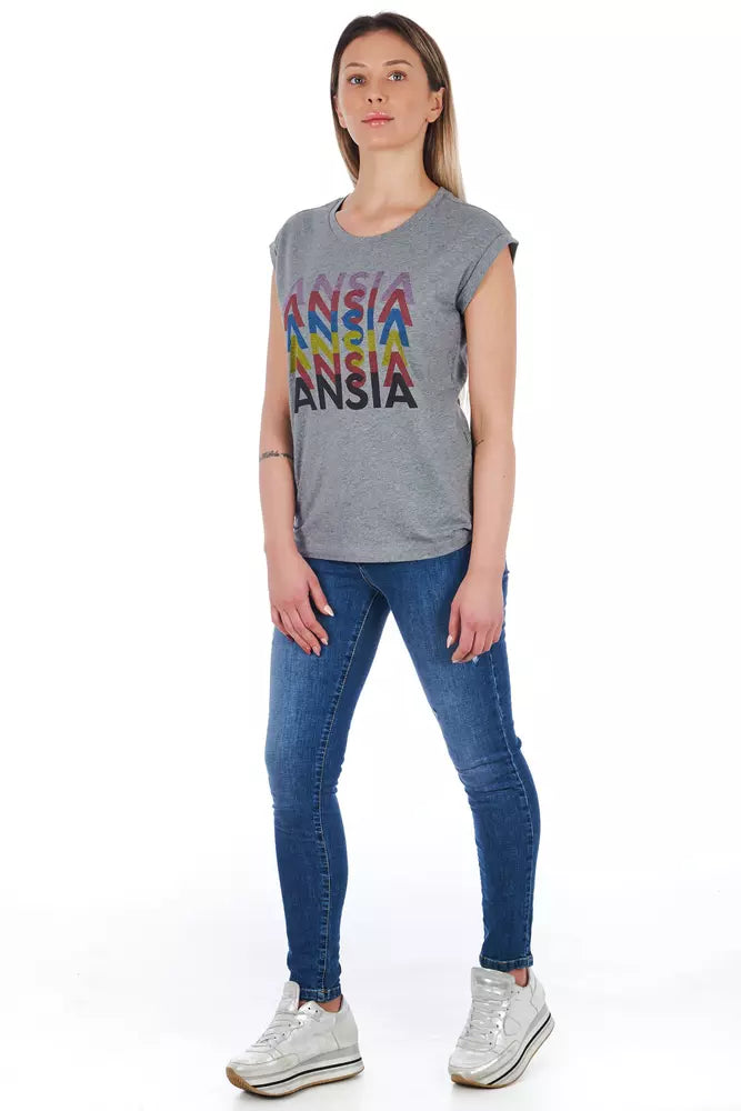 Frankie Morello Gray Cotton Women T-Shirt -   -  Frankie Morello.