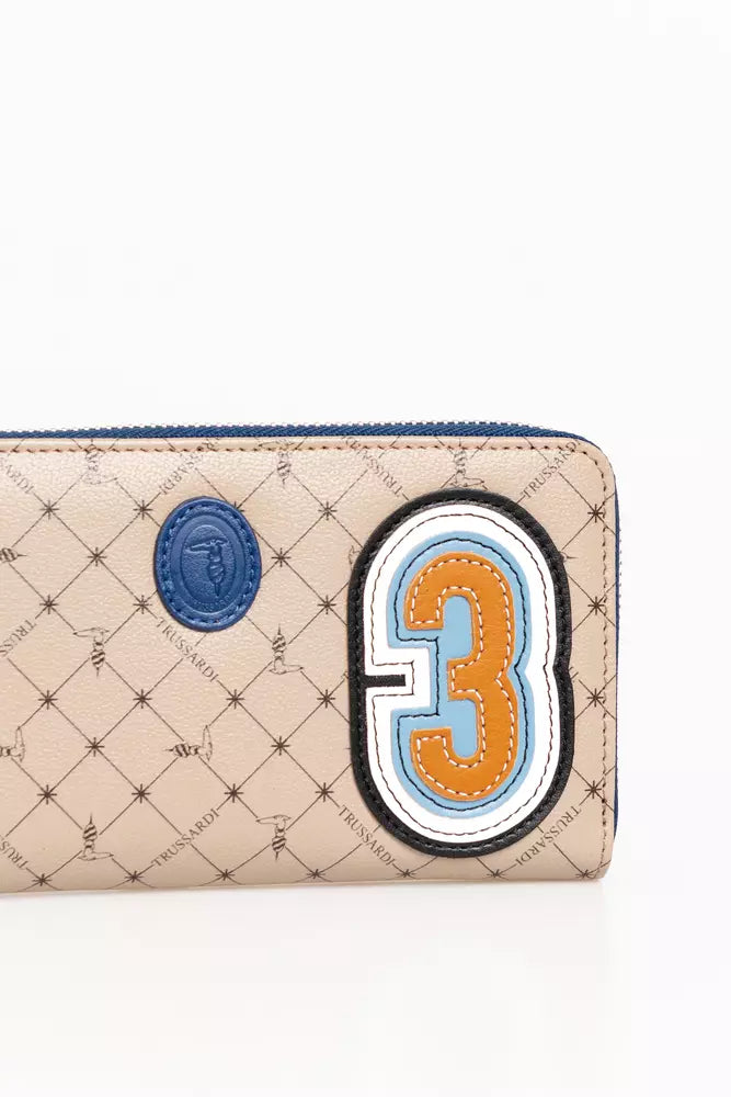 Trussardi Beige Leather Men Wallet -  Leather Wallet for Men -  Trussardi.