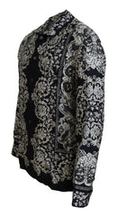 Dolce & Gabbana Blue Silk Floral Baroque Satin Casual Shirt -   -  Dolce & Gabbana.