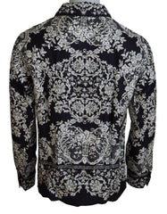 Dolce & Gabbana Blue Silk Floral Baroque Satin Casual Shirt -   -  Dolce & Gabbana.