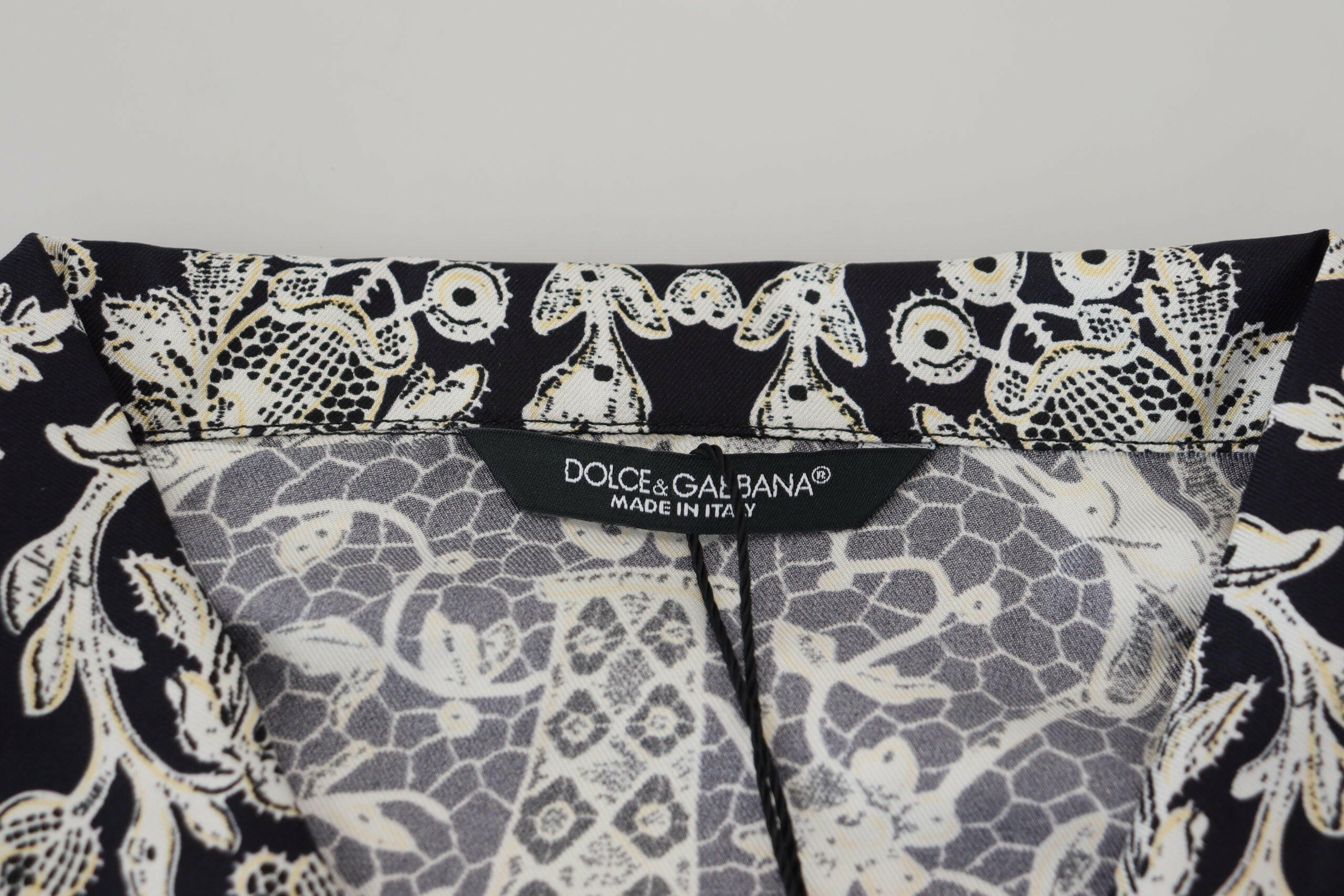 Dolce & Gabbana Blue Silk Floral Baroque Satin Casual Shirt -   -  Dolce & Gabbana.