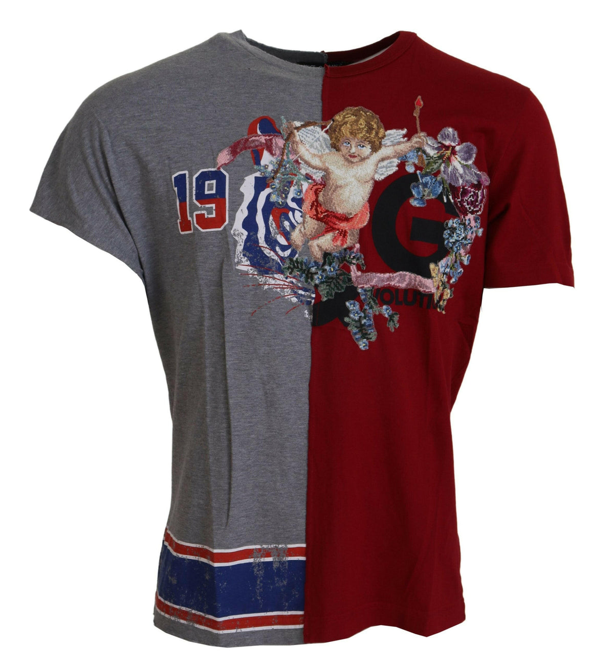Dolce & Gabbana Red Gray Two Model DG Angel Crewneck  T-shirt -   -  Dolce & Gabbana.