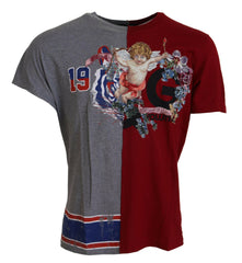 Dolce & Gabbana Red Gray Two Model DG Angel Crewneck  T-shirt -   -  Dolce & Gabbana.