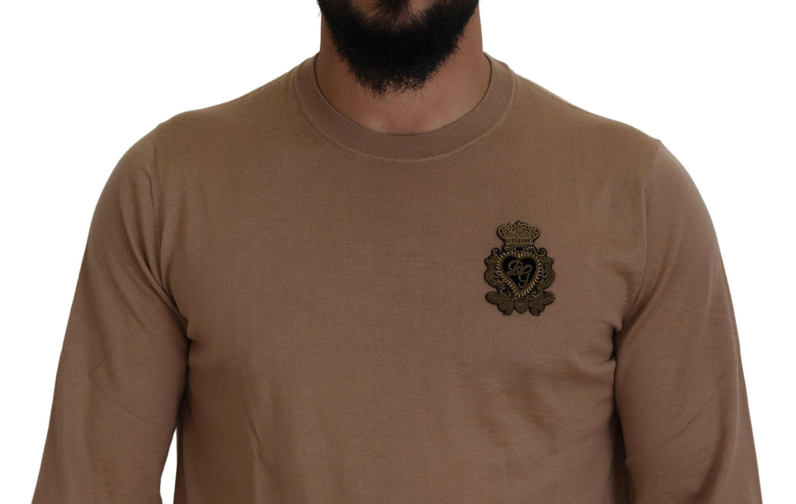 Dolce & Gabbana Beige Cashmere Crown Logo Pullover Sweater -   -  Dolce & Gabbana.