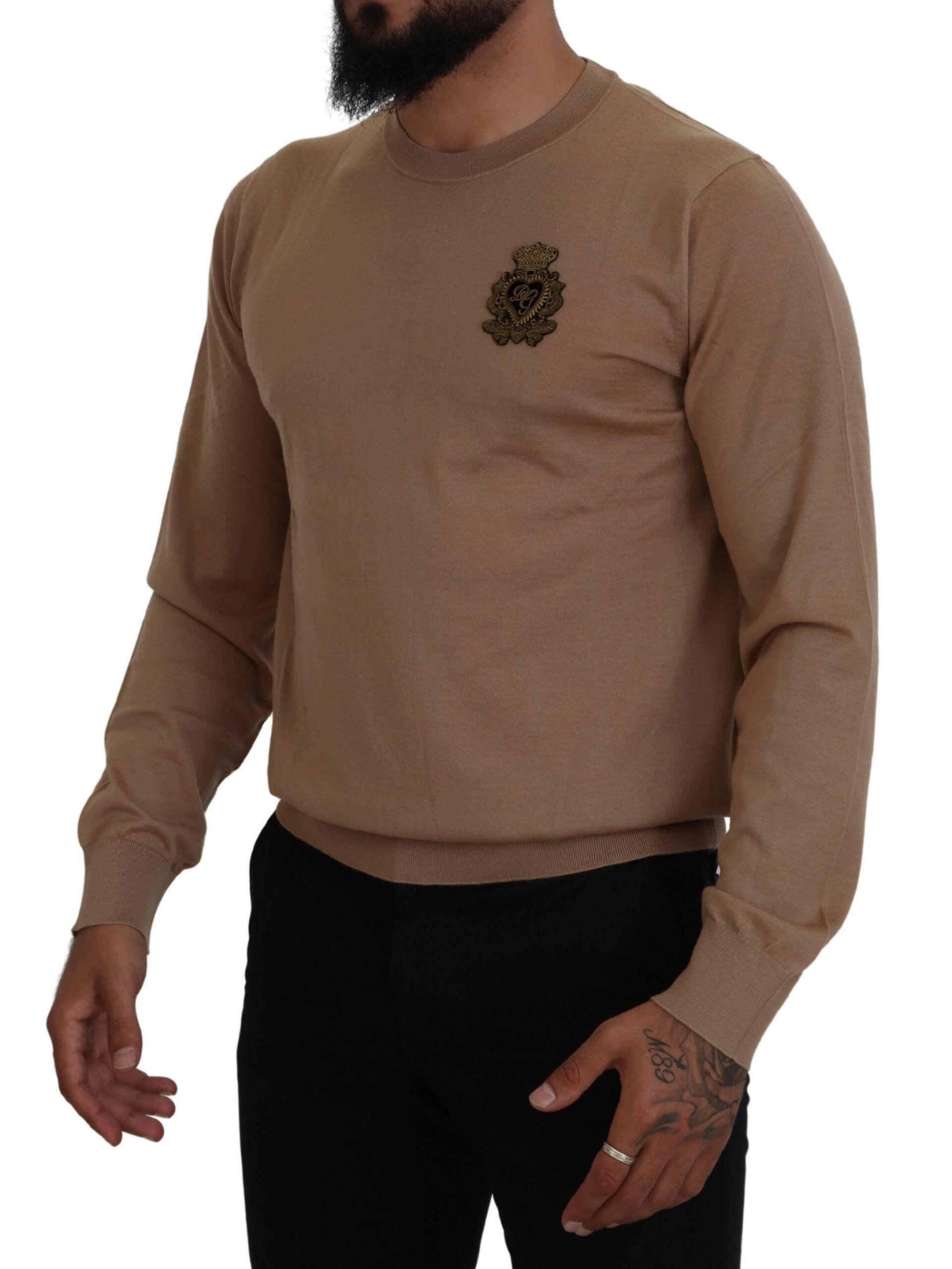 Dolce & Gabbana Beige Cashmere Crown Logo Pullover Sweater -   -  Dolce & Gabbana.