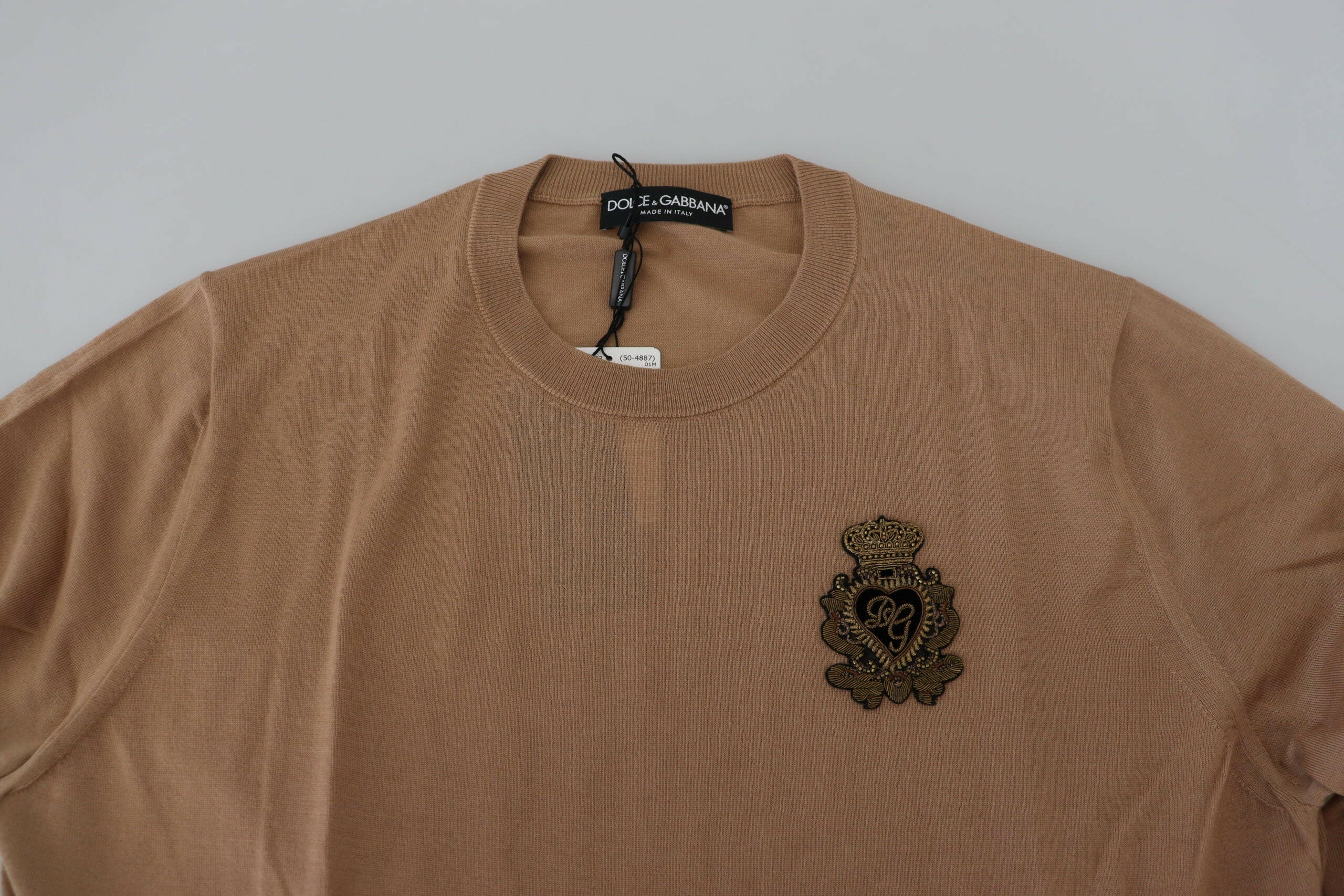 Dolce & Gabbana Beige Cashmere Crown Logo Pullover Sweater -   -  Dolce & Gabbana.