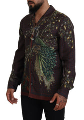 Dolce & Gabbana Bordeaux Ostrich Silk Satin Casual Mens Shirt -   -  Dolce & Gabbana.