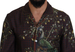 Dolce & Gabbana Bordeaux Ostrich Silk Satin Casual Mens Shirt -   -  Dolce & Gabbana.