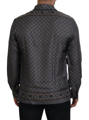 Dolce & Gabbana Gray Baroque Silk Satin Casual Shirt -   -  Dolce & Gabbana.