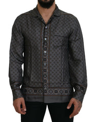 Dolce & Gabbana Gray Baroque Silk Satin Casual Shirt -   -  Dolce & Gabbana.