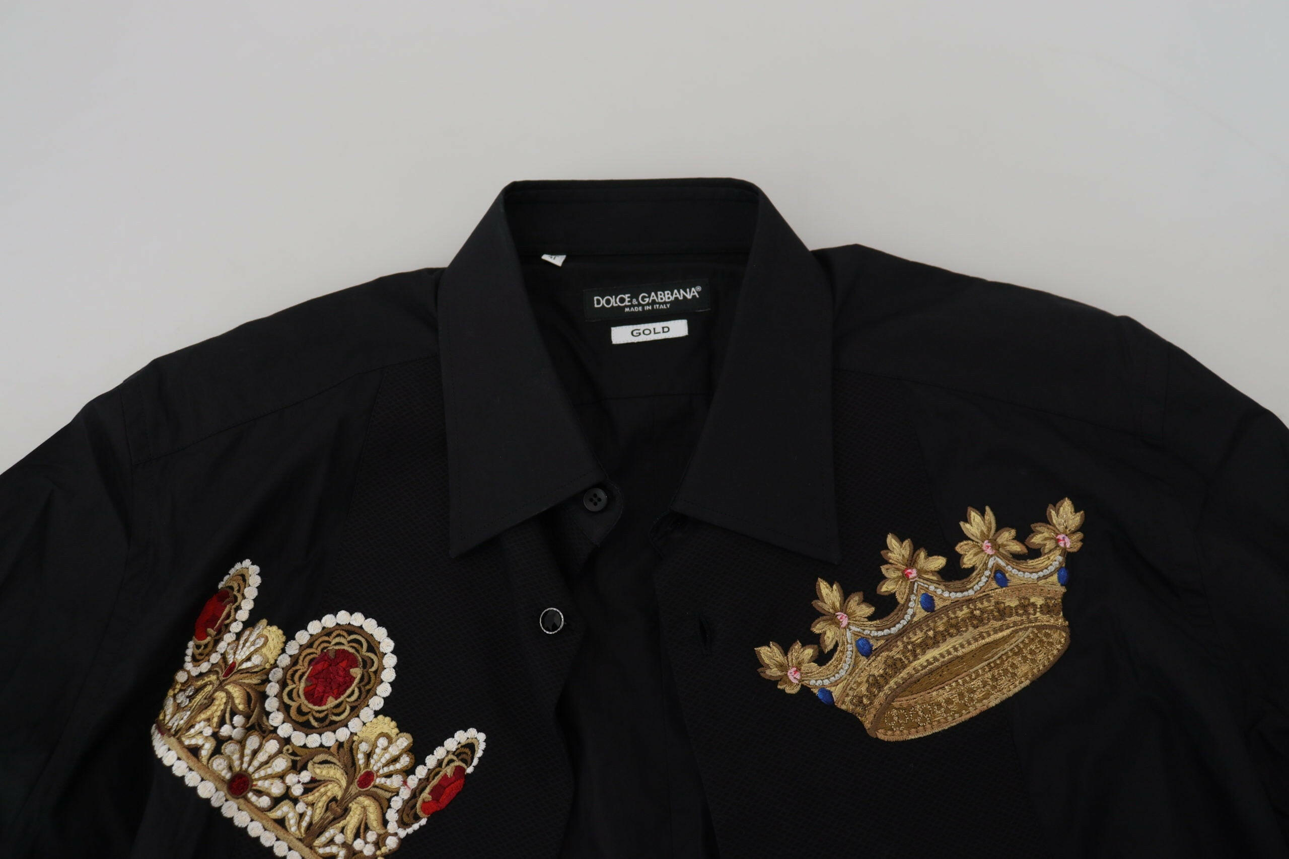 Dolce & Gabbana Black Gold Crown Slim Fit Dress Formal Shirt -   -  Dolce & Gabbana.