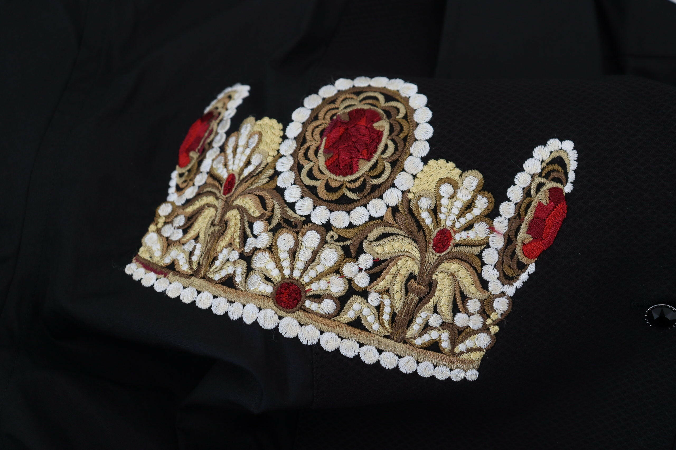 Dolce & Gabbana Black Gold Crown Slim Fit Dress Formal Shirt -   -  Dolce & Gabbana.