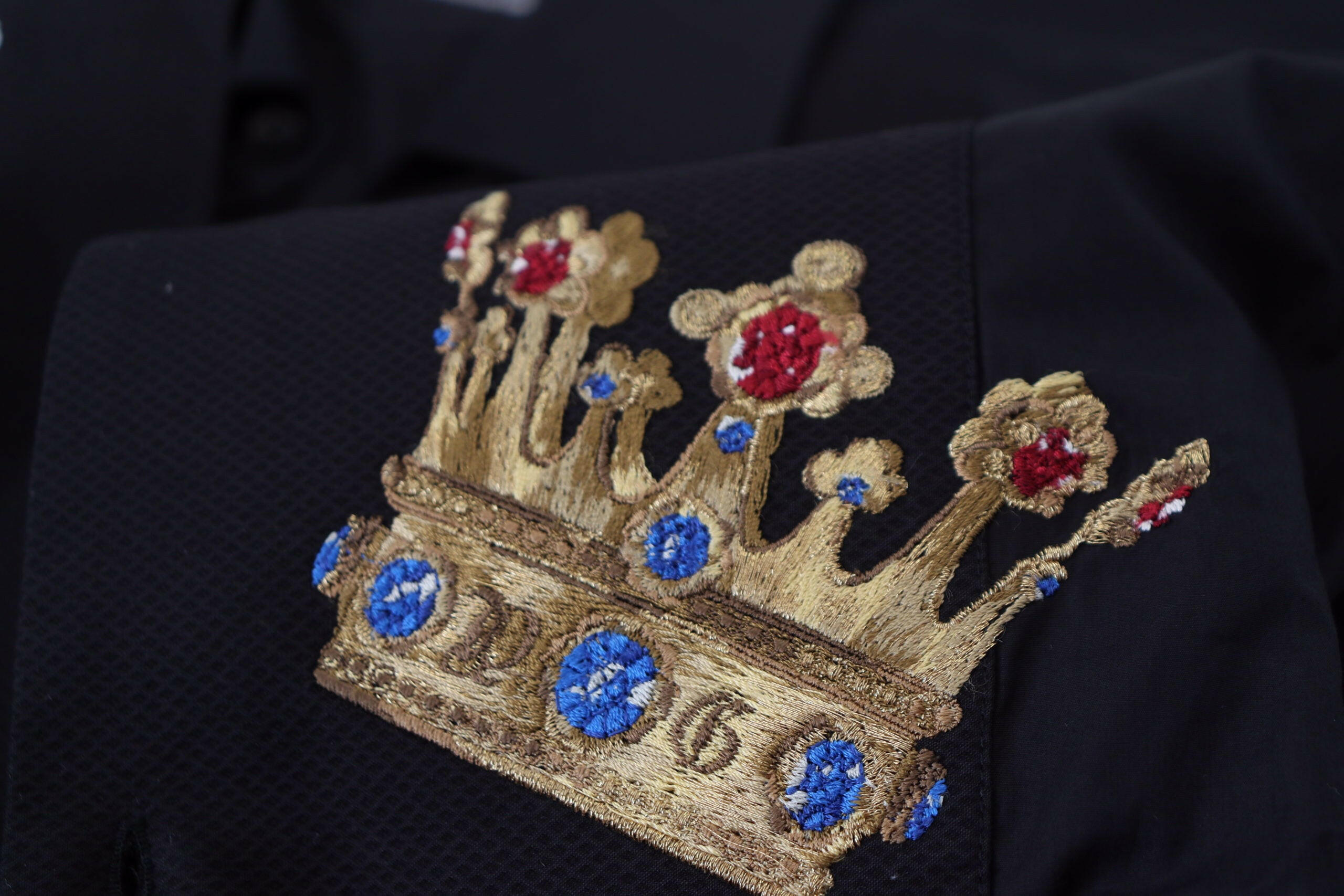 Dolce & Gabbana Black Gold Crown Slim Fit Dress Formal Shirt -   -  Dolce & Gabbana.