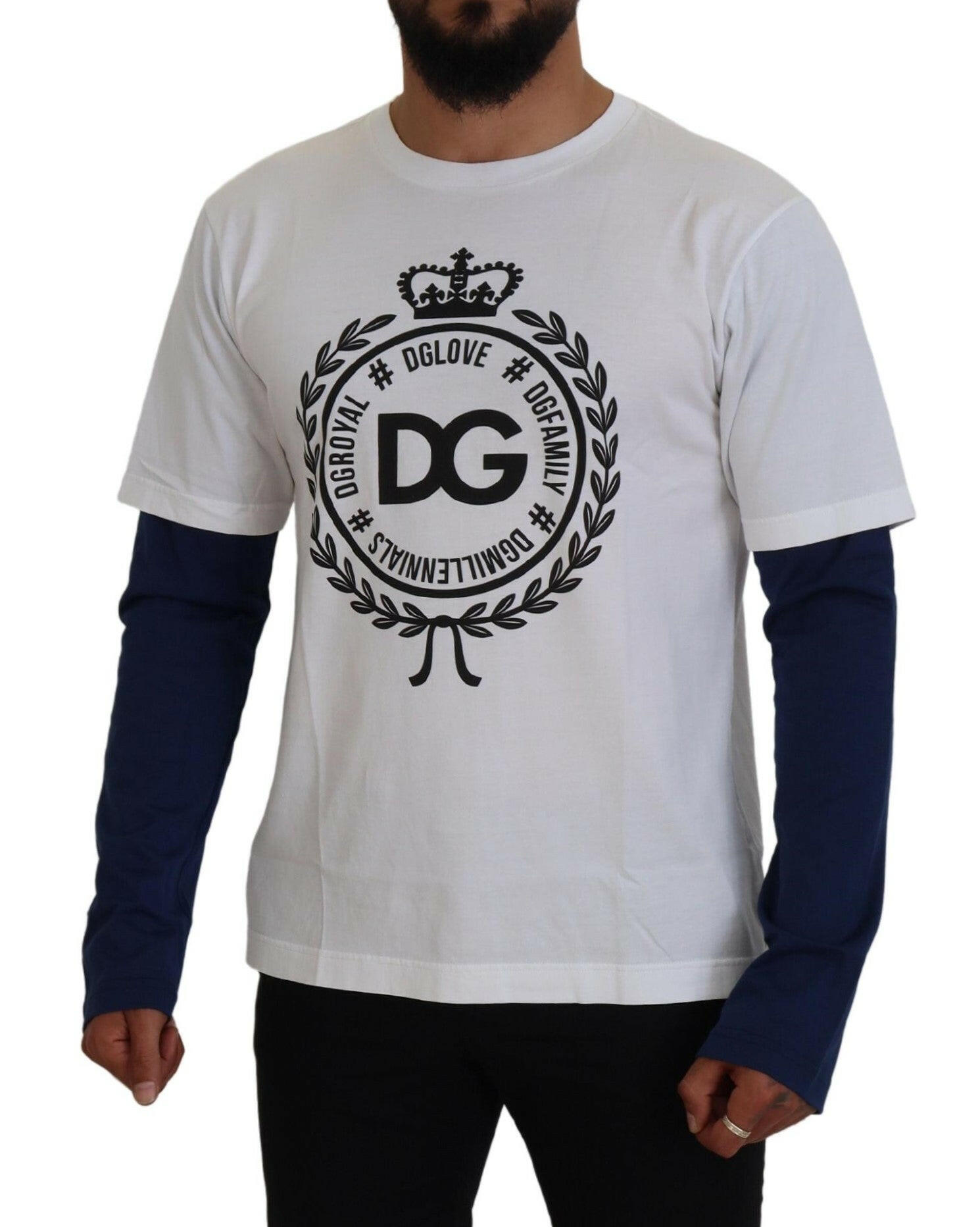 Dolce & Gabbana White Blue DG Crown Pullover Sweater -   -  Dolce & Gabbana.