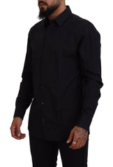 Dolce & Gabbana Black Gold Cotton Slim Fit Dress Mens Shirt -   -  Dolce & Gabbana.