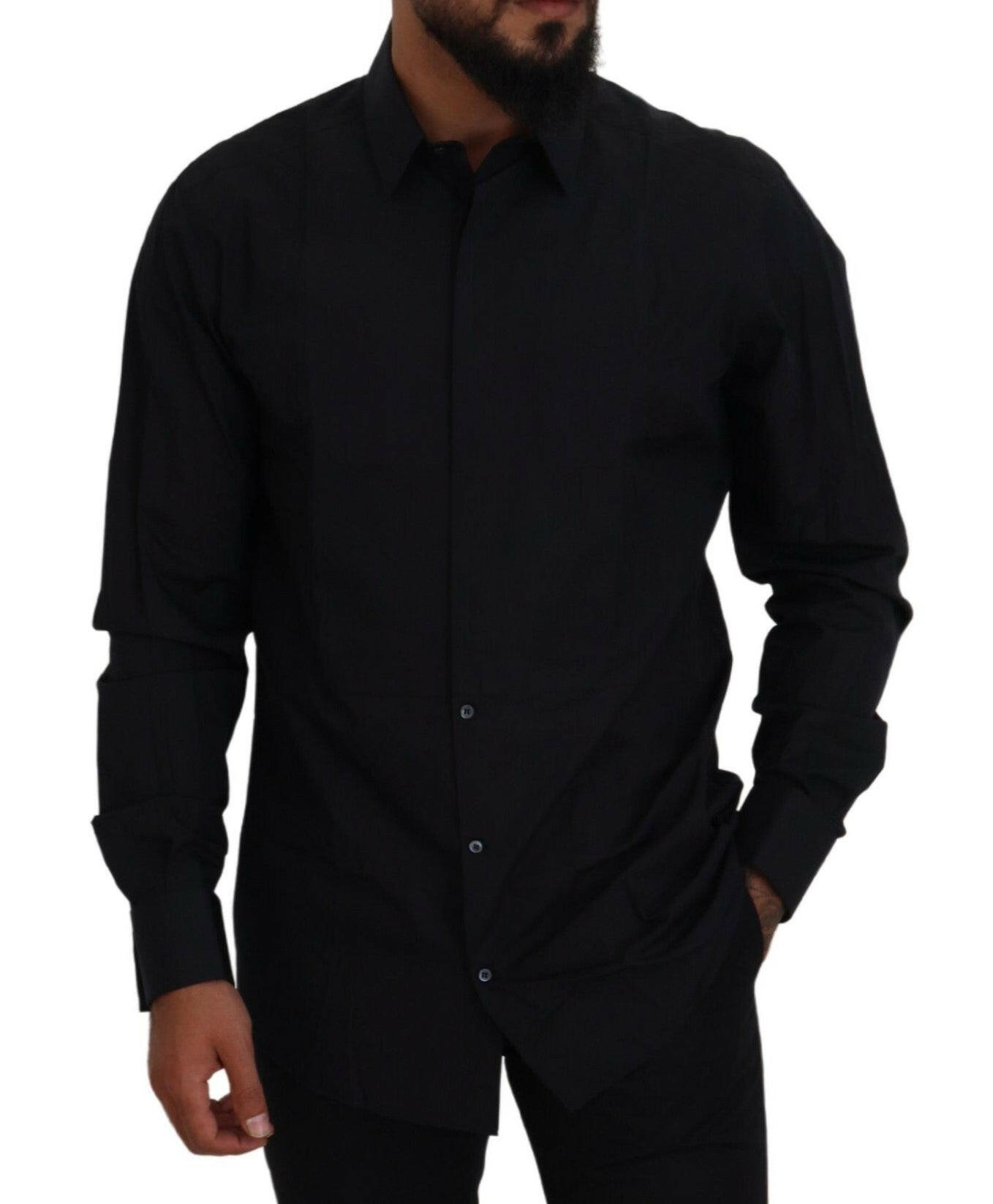 Dolce & Gabbana Black Gold Cotton Slim Fit Dress Mens Shirt -   -  Dolce & Gabbana.