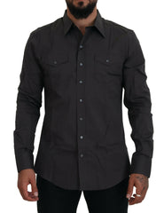 Dolce & Gabbana Gray SICILIA Slim Fit Stretch Dress Shirt -   -  Dolce & Gabbana.