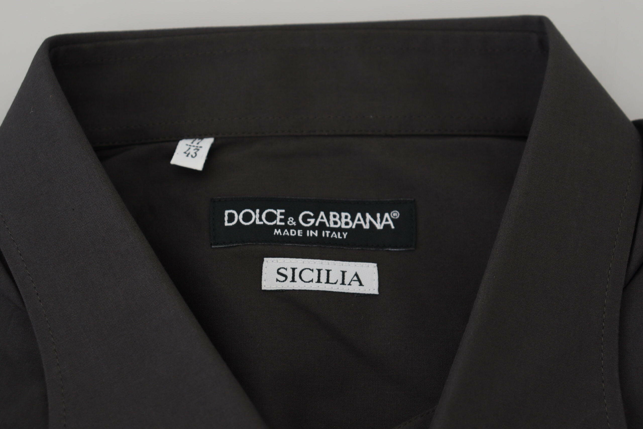 Dolce & Gabbana Gray SICILIA Slim Fit Stretch Dress Shirt -   -  Dolce & Gabbana.