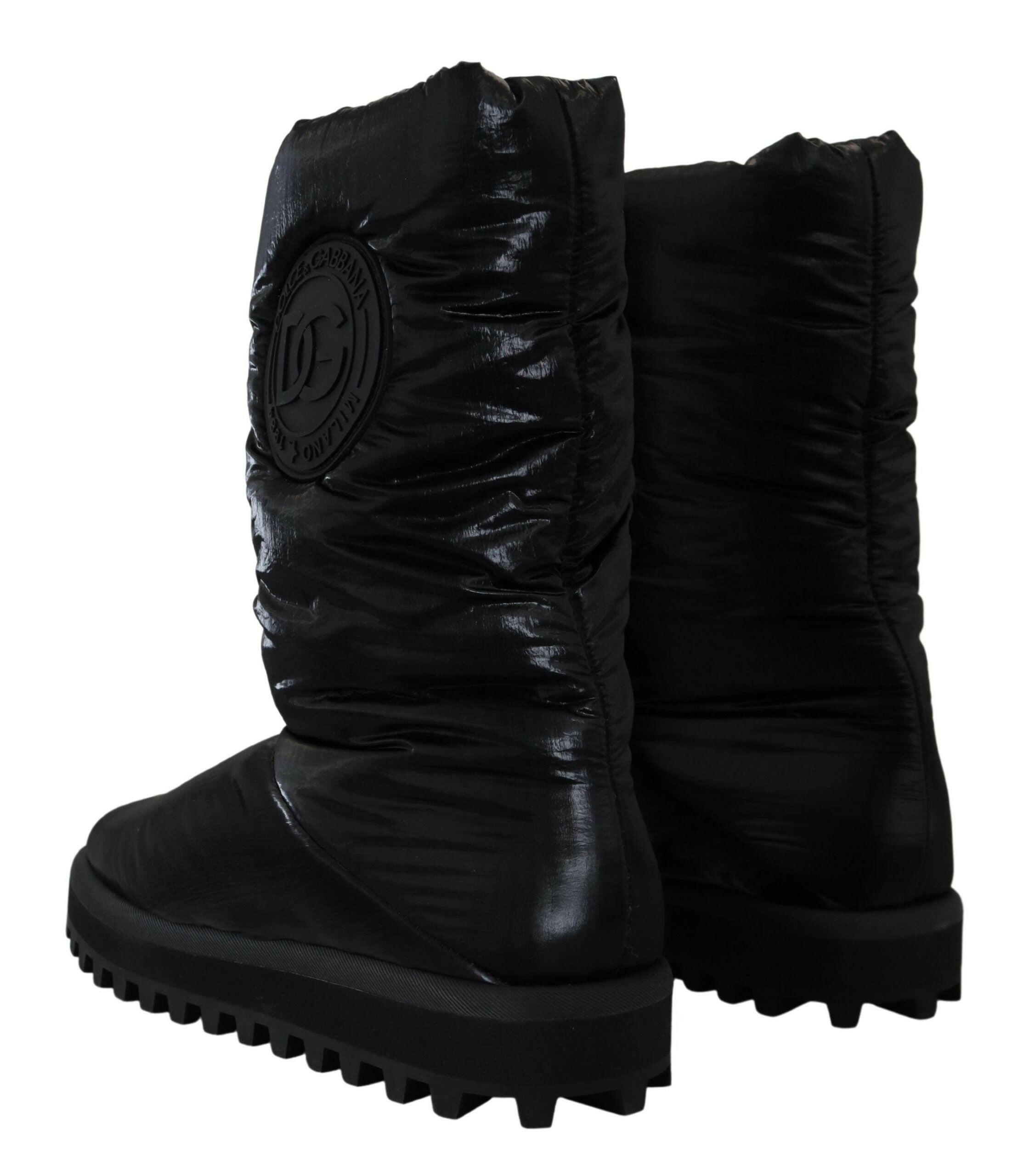 Dolce & Gabbana Black Boots Padded Mid Calf Winter Shoes -   -  Dolce & Gabbana.