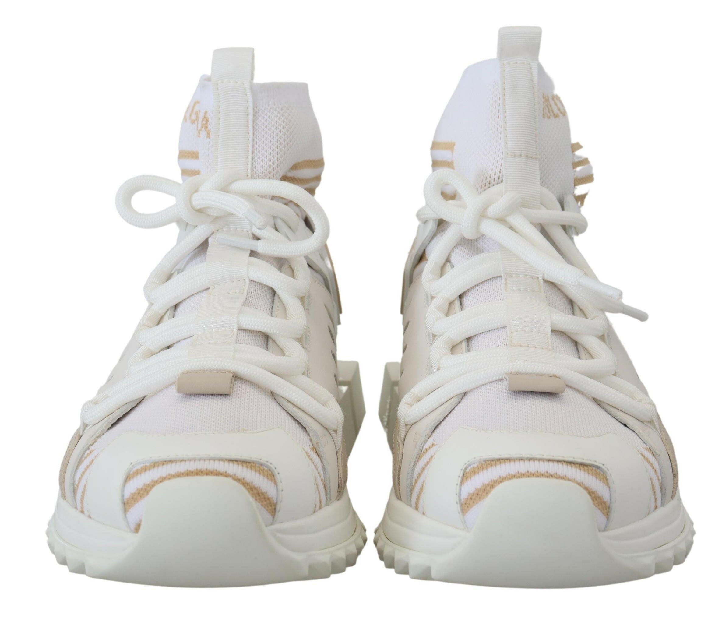 Dolce & Gabbana White Beige Sorrento Sneakers Shoes -   -  Dolce & Gabbana.