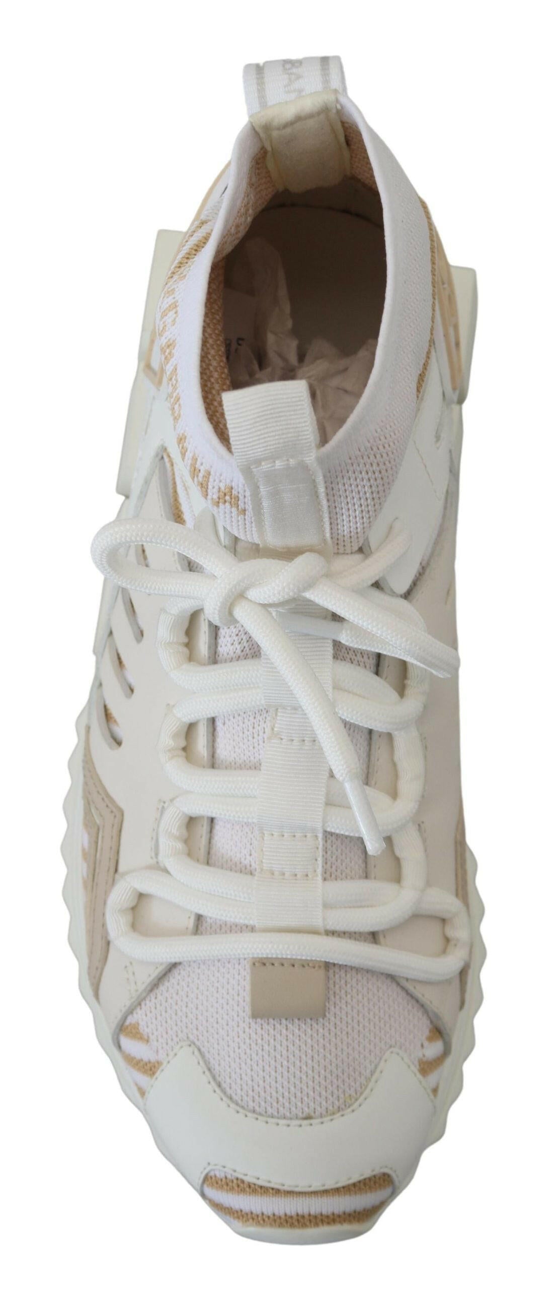 Dolce & Gabbana White Beige Sorrento Sneakers Shoes -   -  Dolce & Gabbana.