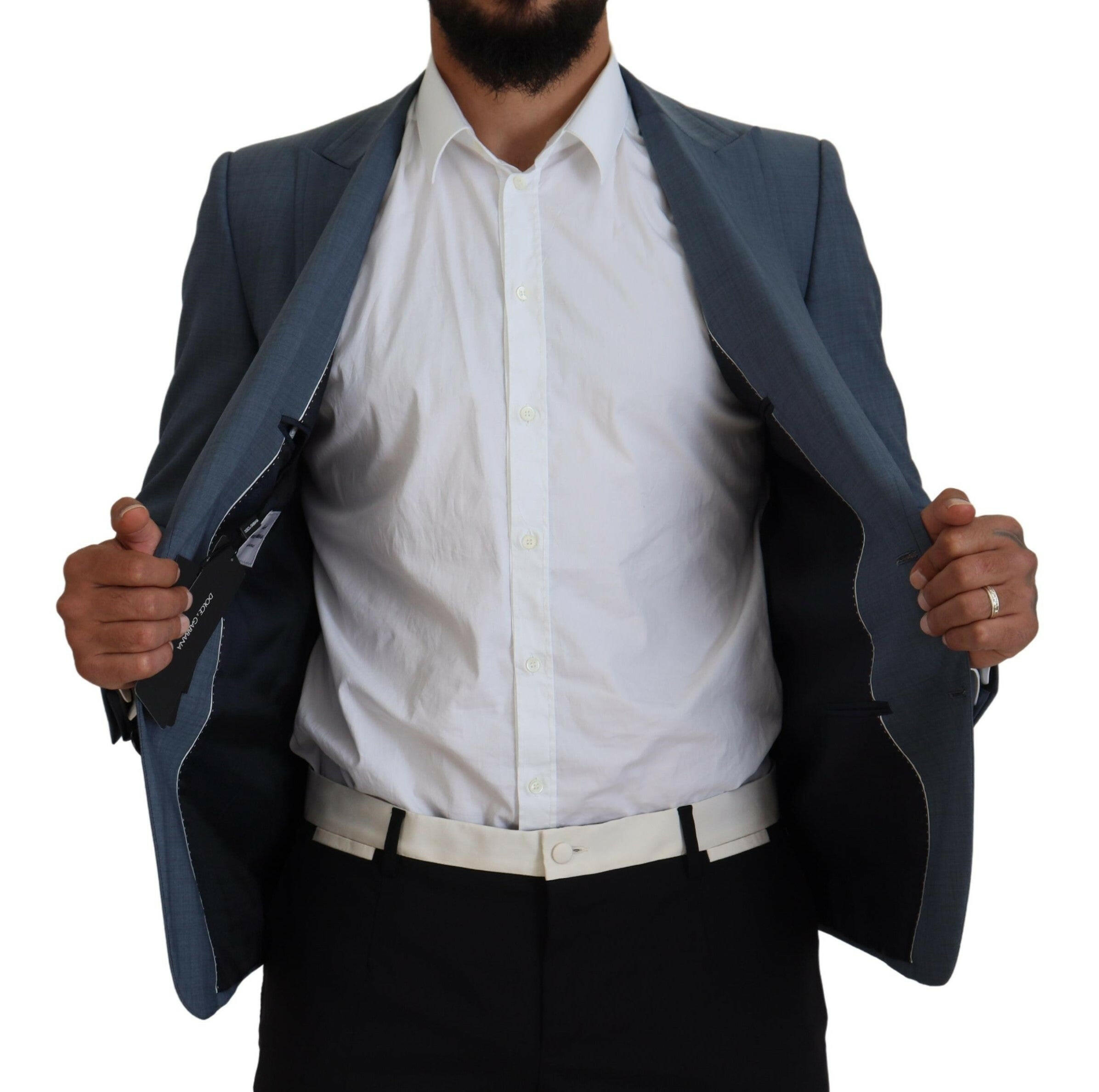 Dolce & Gabbana Blue Wool Stretch Slim Fit Jacket Blazer -   -  Dolce & Gabbana.