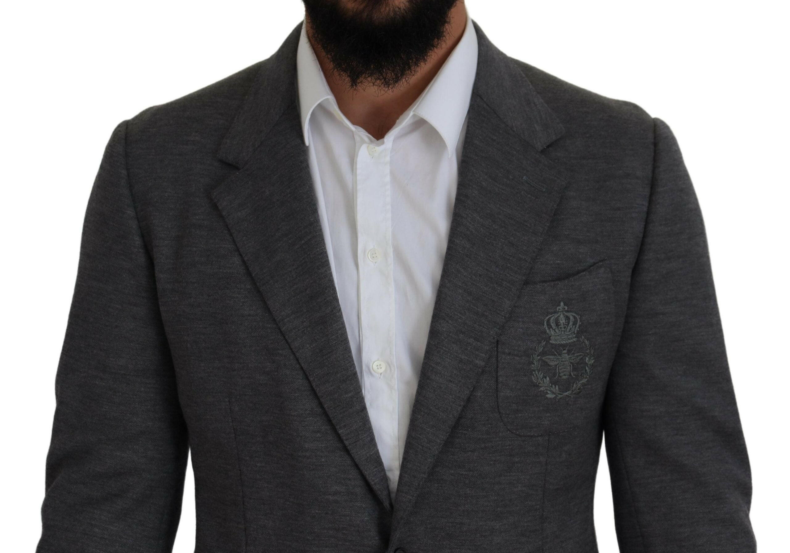 Dolce & Gabbana Gray Wool Stretch Slim Fit Jacket Blazer -   -  Dolce & Gabbana.