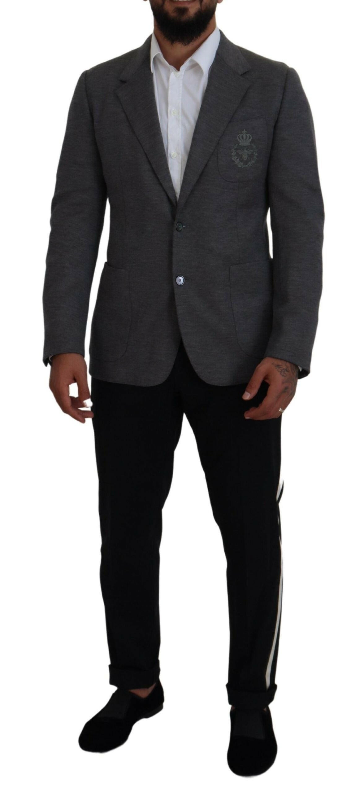Dolce & Gabbana Gray Wool Stretch Slim Fit Jacket Blazer -   -  Dolce & Gabbana.