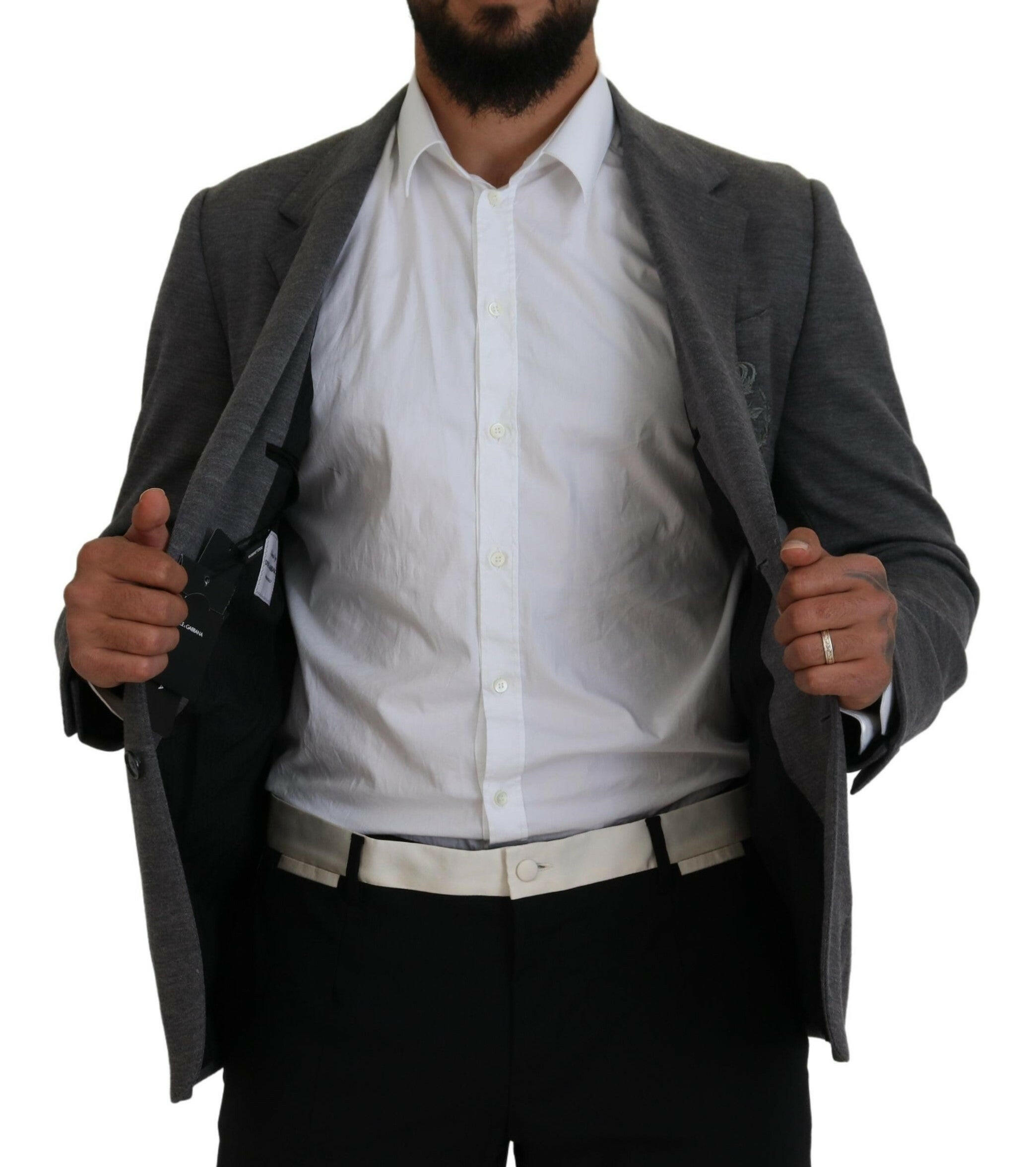 Dolce & Gabbana Gray Wool Stretch Slim Fit Jacket Blazer -   -  Dolce & Gabbana.
