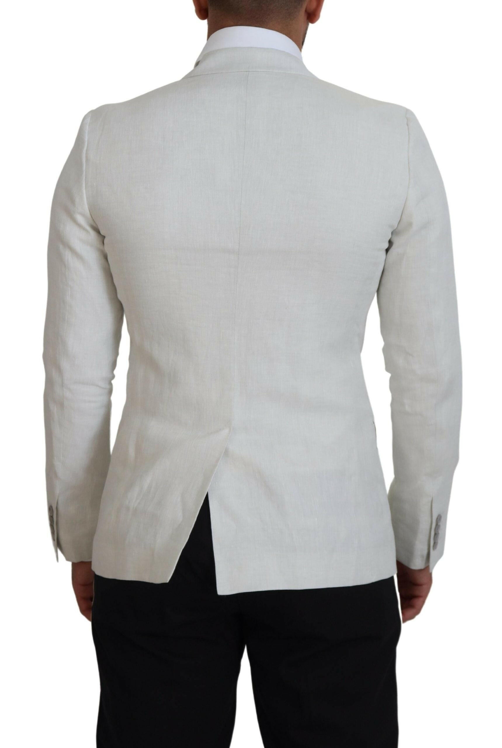 Dolce & Gabbana White Linen Slim Fit Jacket Blazer -   -  Dolce & Gabbana.
