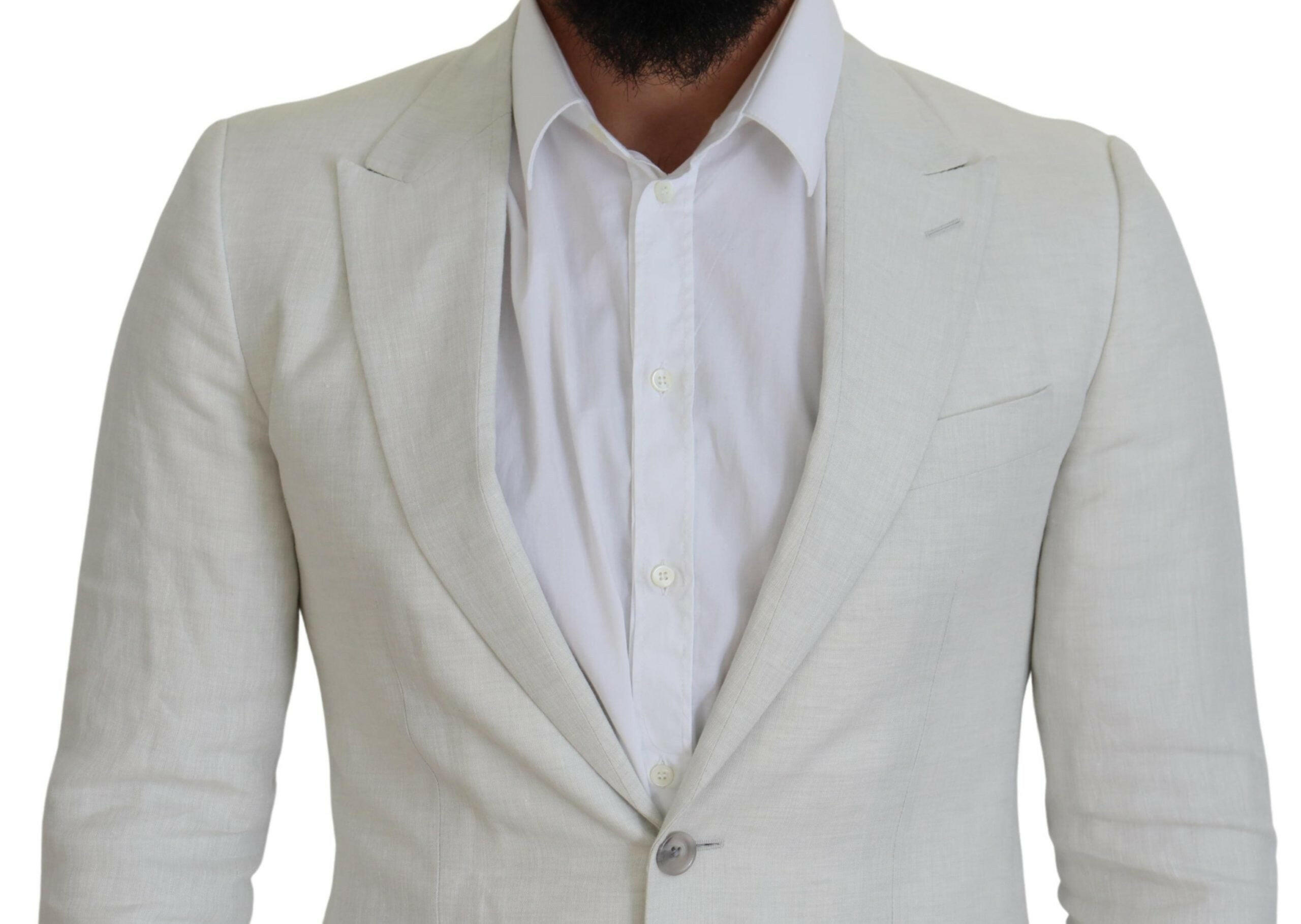 Dolce & Gabbana White Linen Slim Fit Jacket Blazer -   -  Dolce & Gabbana.