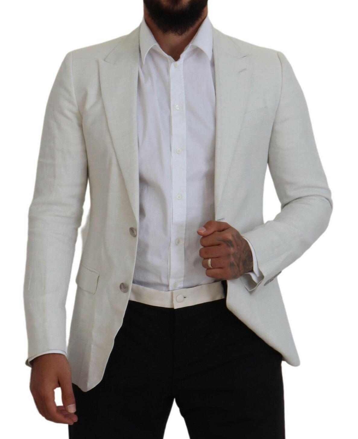 Dolce & Gabbana White Linen Slim Fit Jacket Blazer -   -  Dolce & Gabbana.