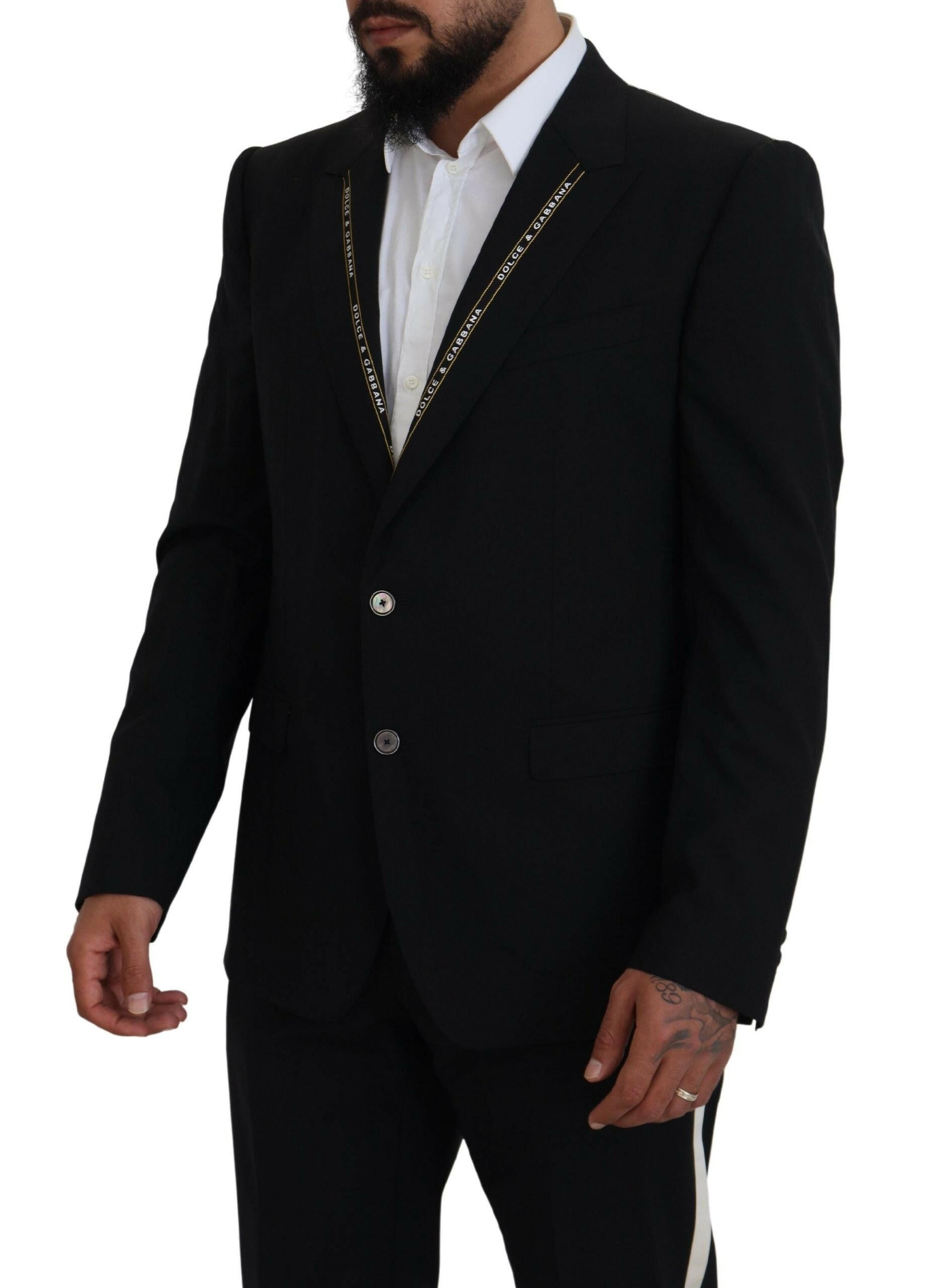 Dolce & Gabbana Black Wool Stretch Slim Fit Jacket Blazer -   -  Dolce & Gabbana.