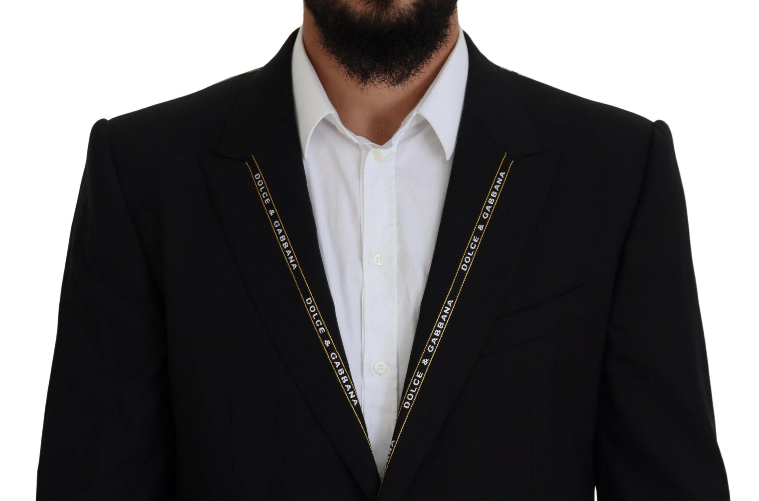 Dolce & Gabbana Black Wool Stretch Slim Fit Jacket Blazer -   -  Dolce & Gabbana.