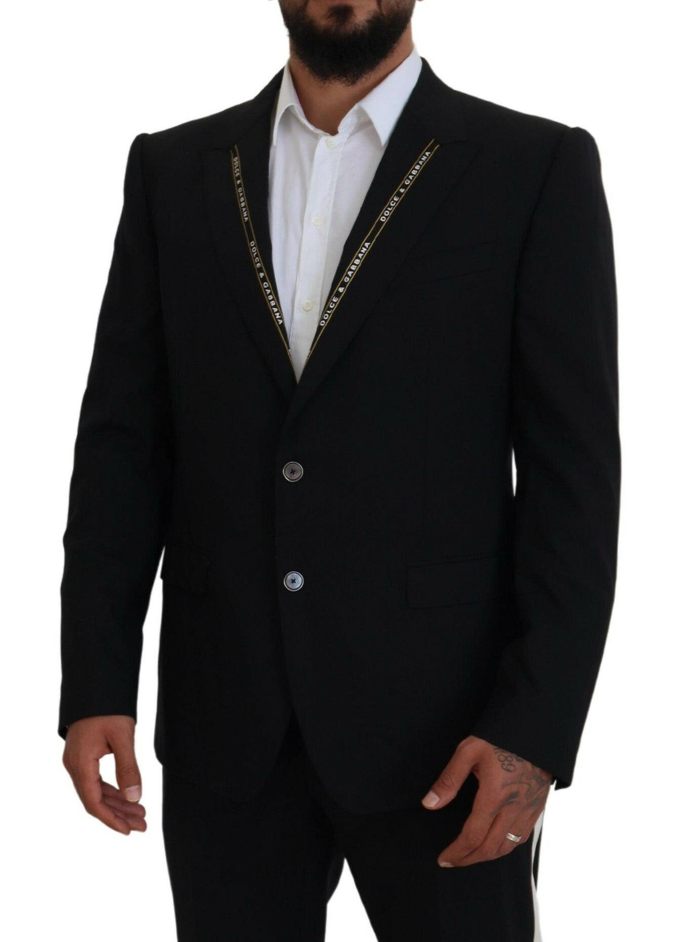 Dolce & Gabbana Black Wool Stretch Slim Fit Jacket Blazer -   -  Dolce & Gabbana.