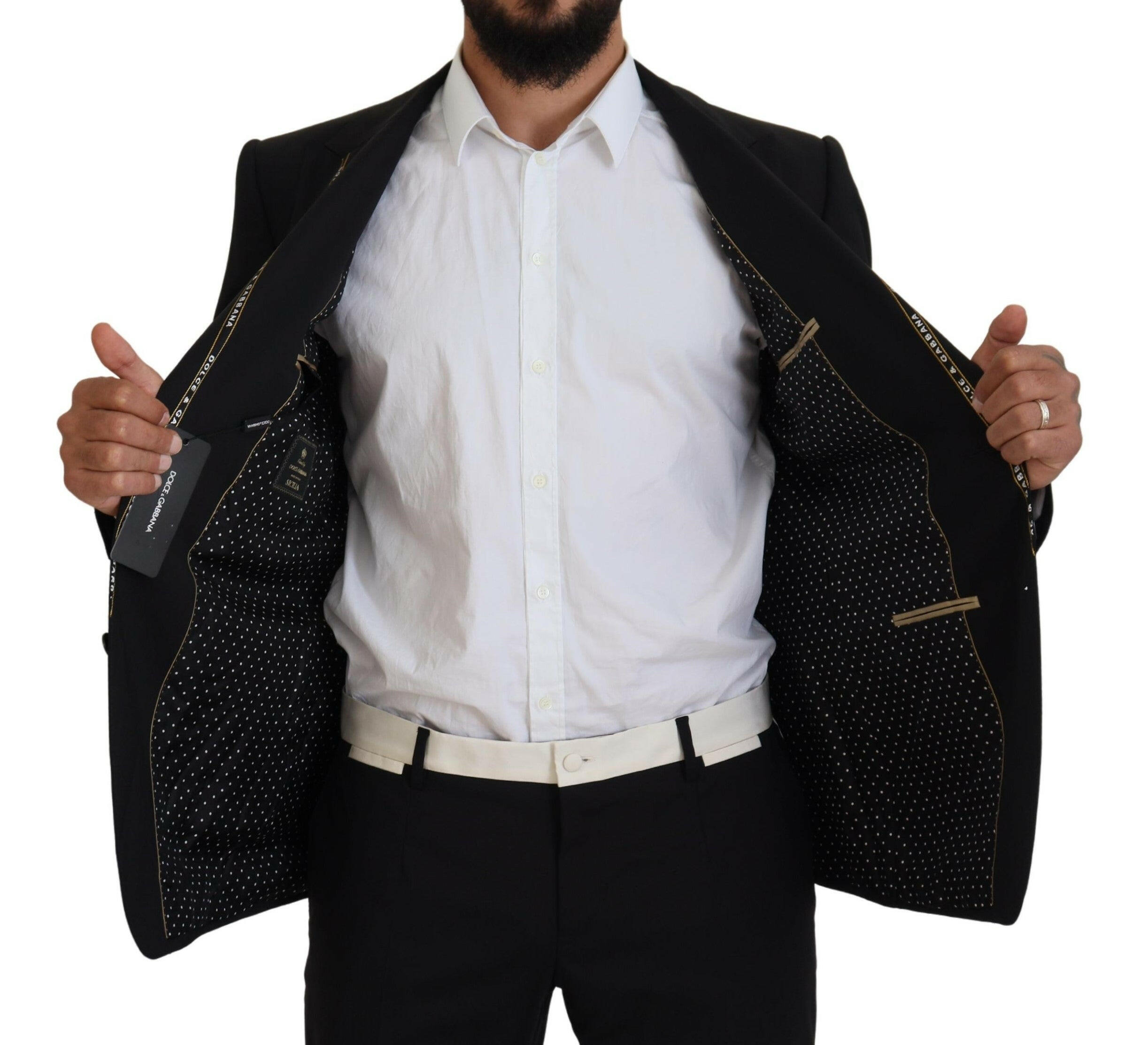 Dolce & Gabbana Black Wool Stretch Slim Fit Jacket Blazer -   -  Dolce & Gabbana.