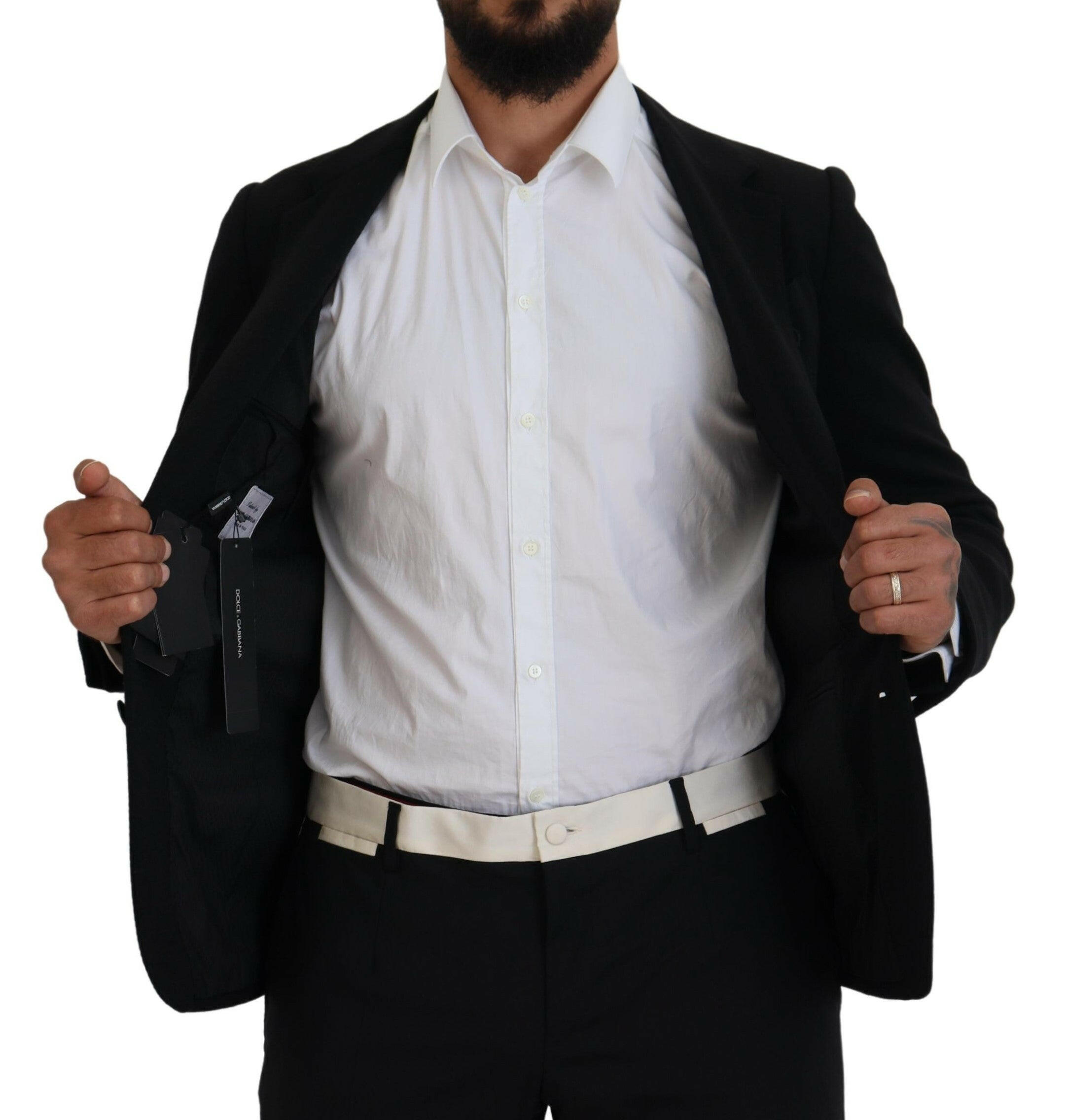 Dolce & Gabbana Black Wool Crown Slim Fit Jacket Blazer -   -  Dolce & Gabbana.