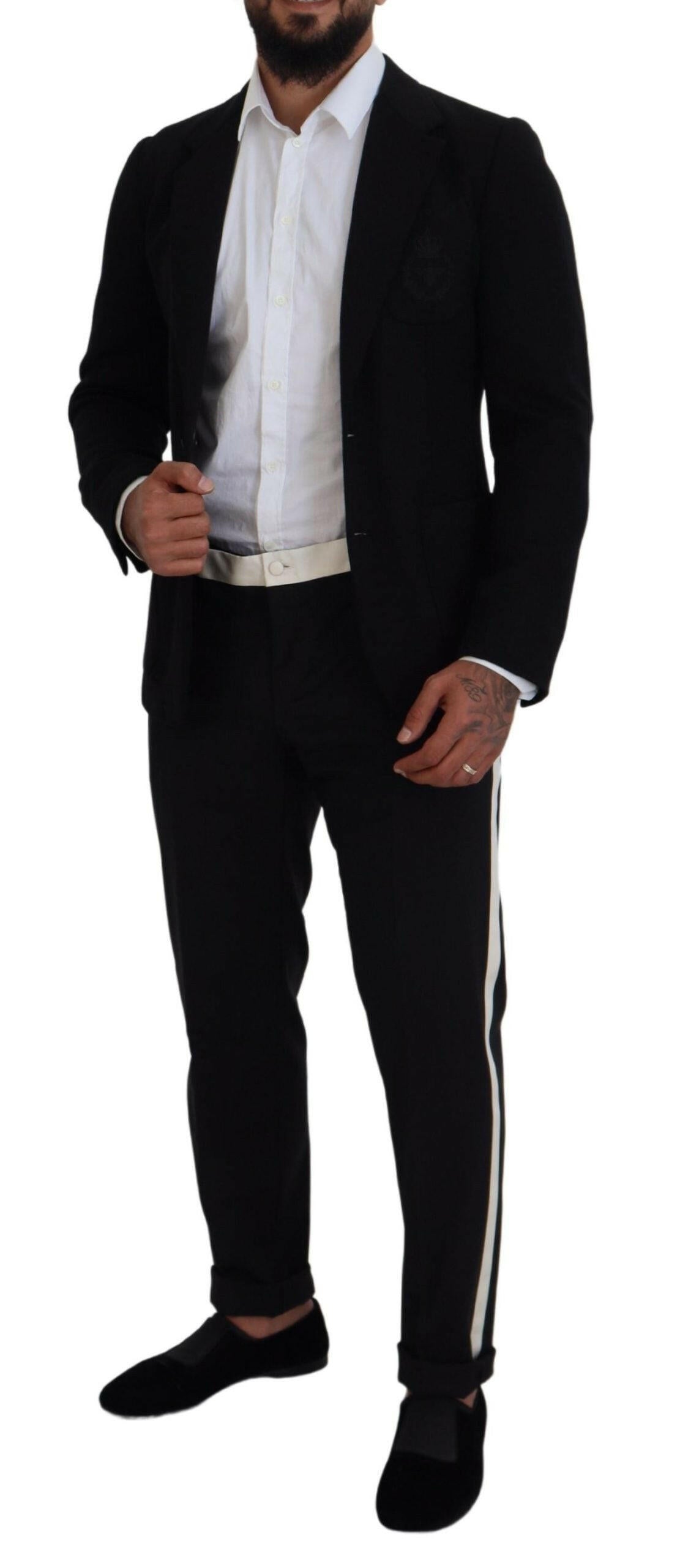 Dolce & Gabbana Black Wool Crown Slim Fit Jacket Blazer -   -  Dolce & Gabbana.
