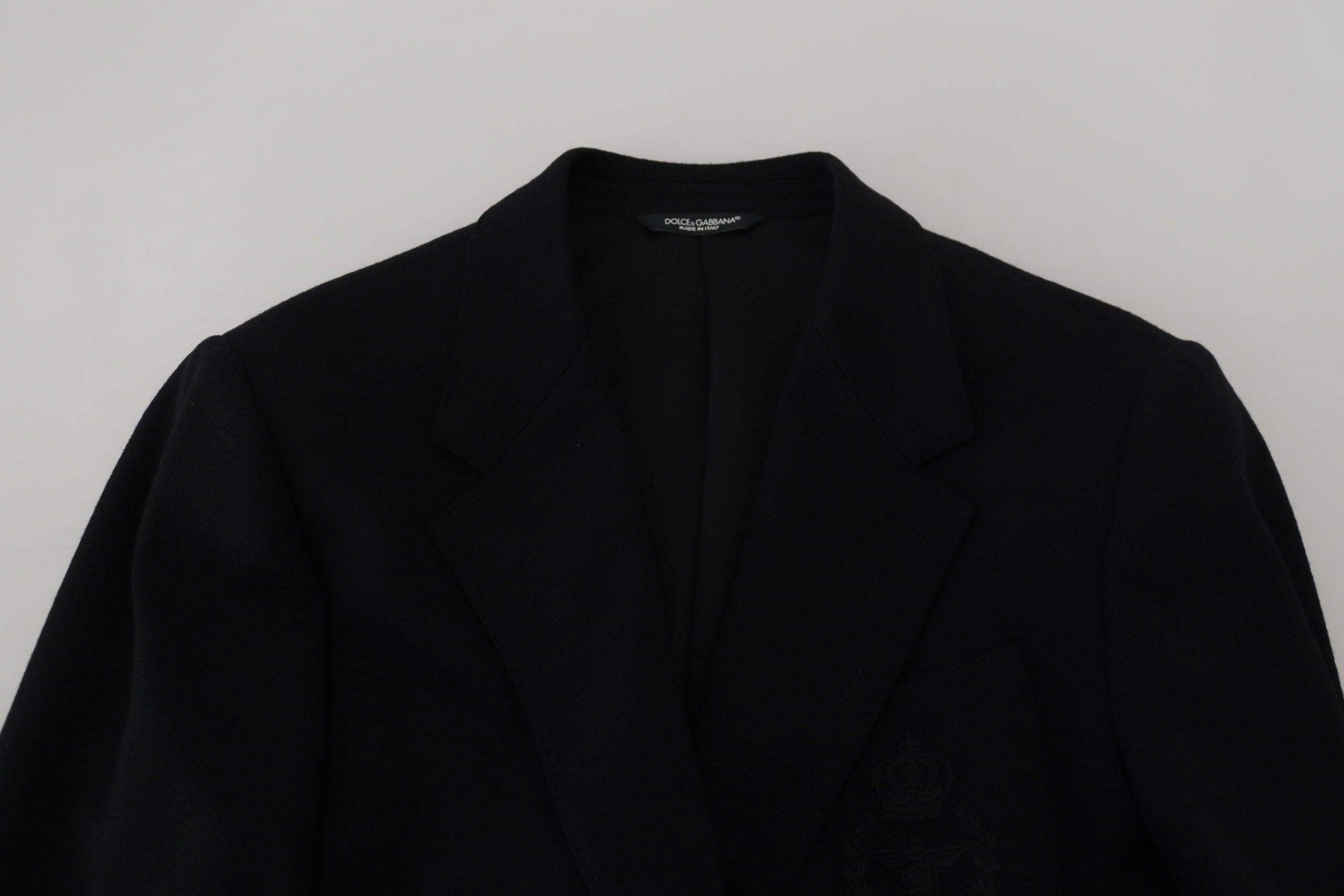 Dolce & Gabbana Black Wool Crown Slim Fit Jacket Blazer -   -  Dolce & Gabbana.