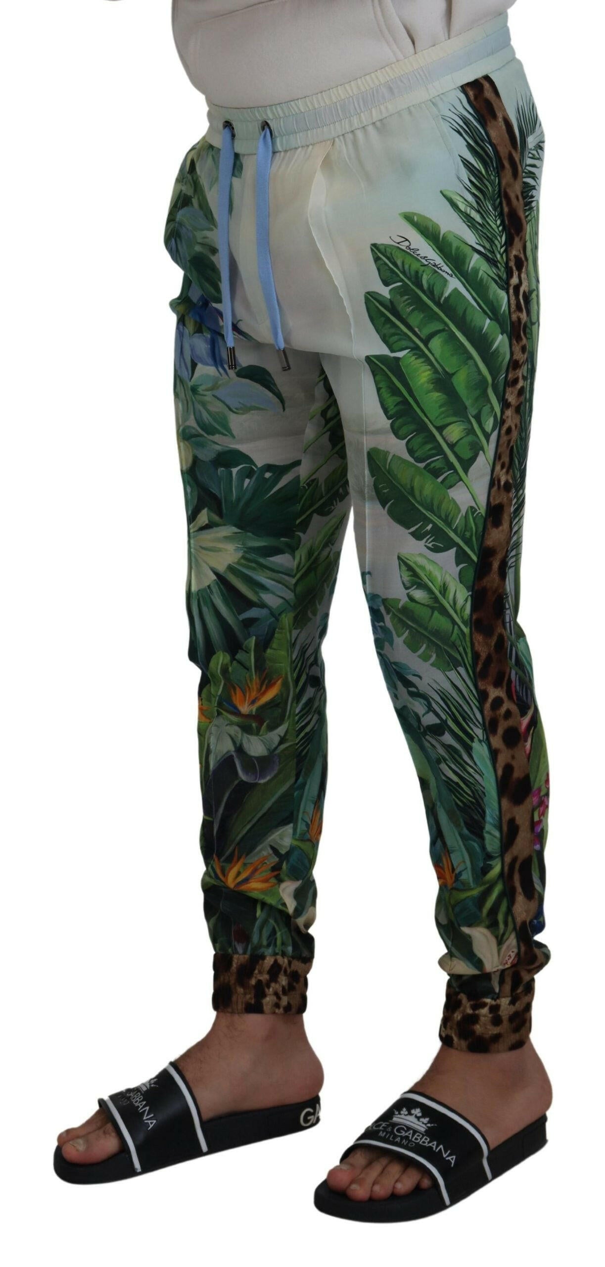 Dolce & Gabbana White Floral Printed Men Jogger Pants -   -  Dolce & Gabbana.