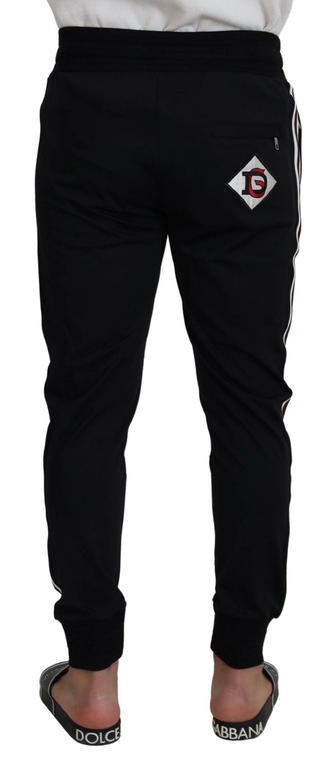 Dolce & Gabbana Black DG Print Mens Jogger Pants -   -  Dolce & Gabbana.