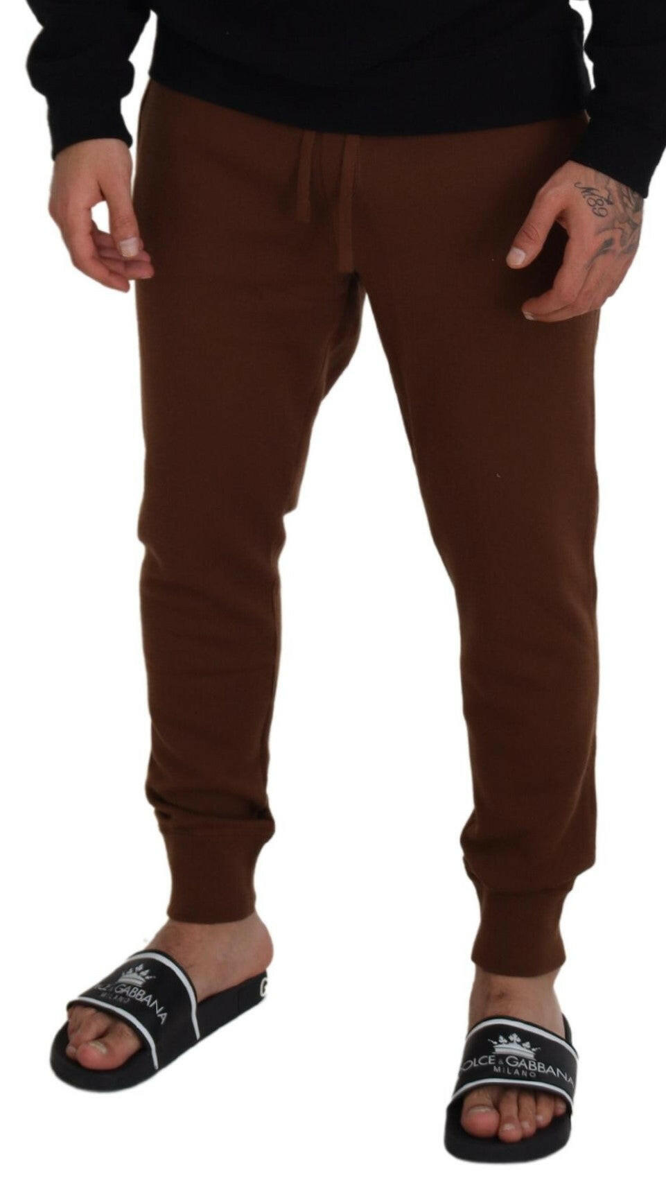 Dolce & Gabbana Brown Cashmere Men Drawstring Jogger Pants -   -  Dolce & Gabbana.