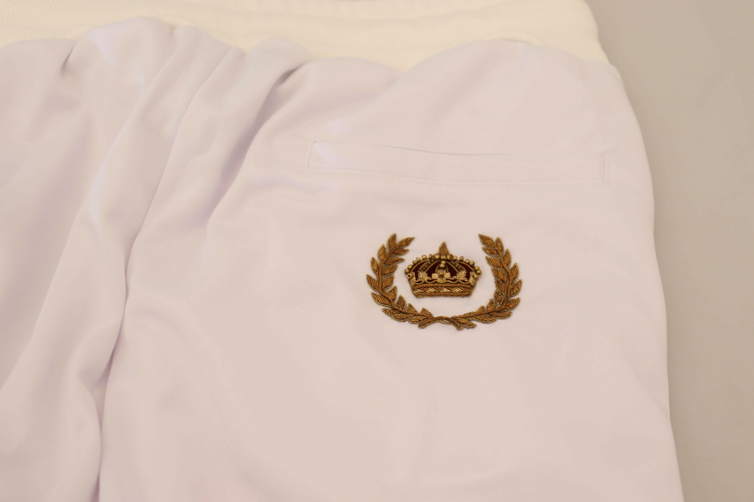 Dolce & Gabbana White Polyester Crown Logo Jogger Pants -   -  Dolce & Gabbana.