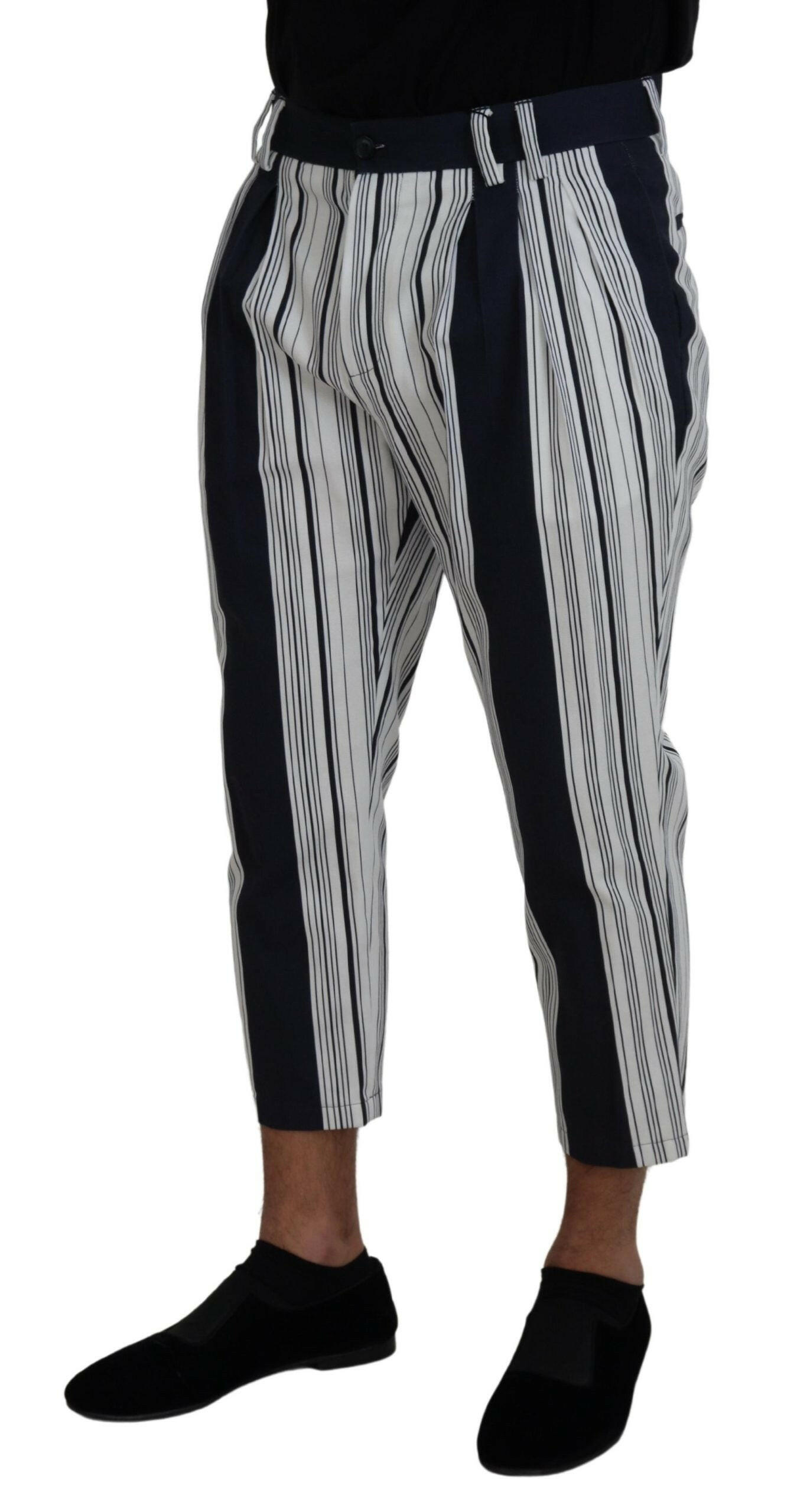 Dolce & Gabbana White Cotton Striped Cropped Pants -   -  Dolce & Gabbana.