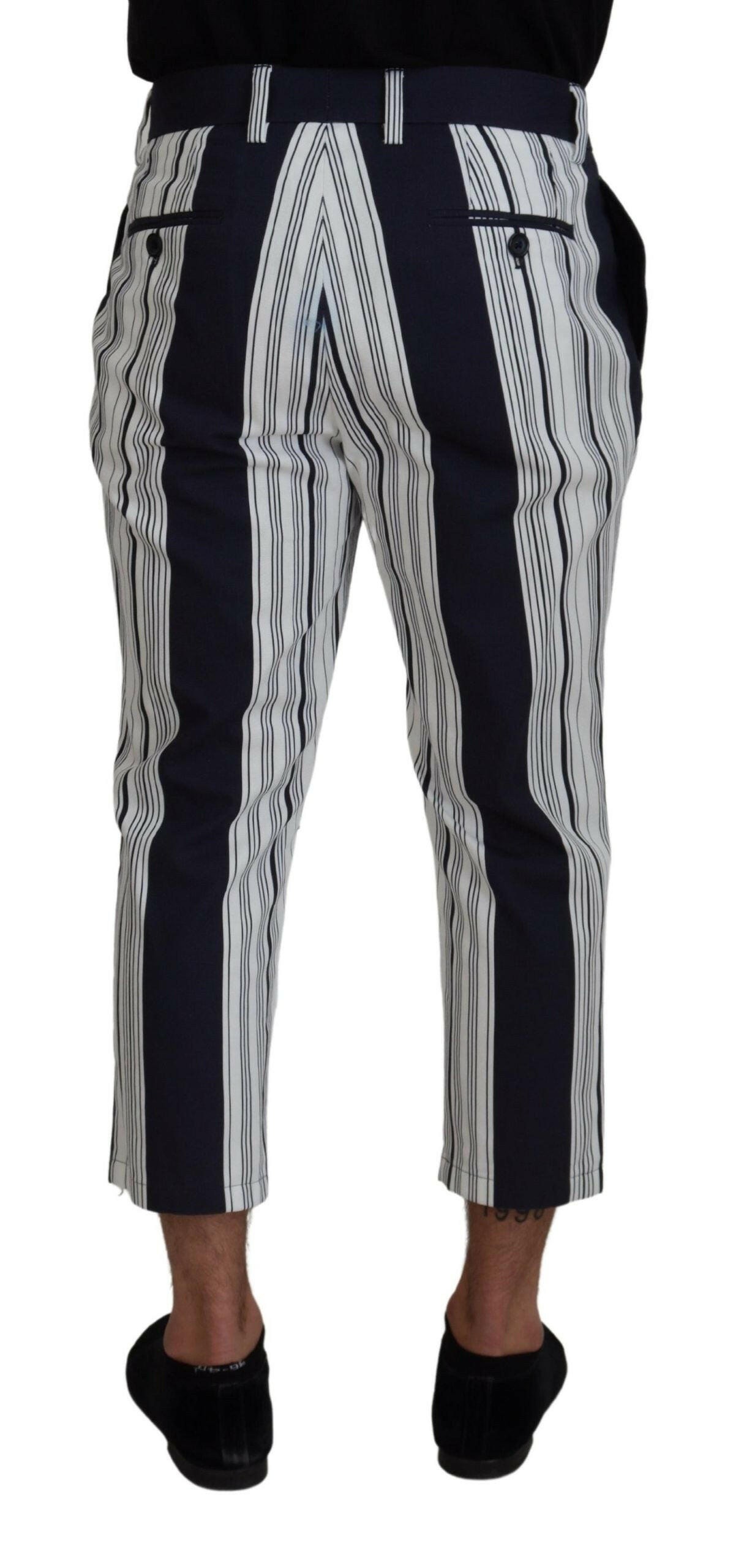 Dolce & Gabbana White Cotton Striped Cropped Pants -   -  Dolce & Gabbana.