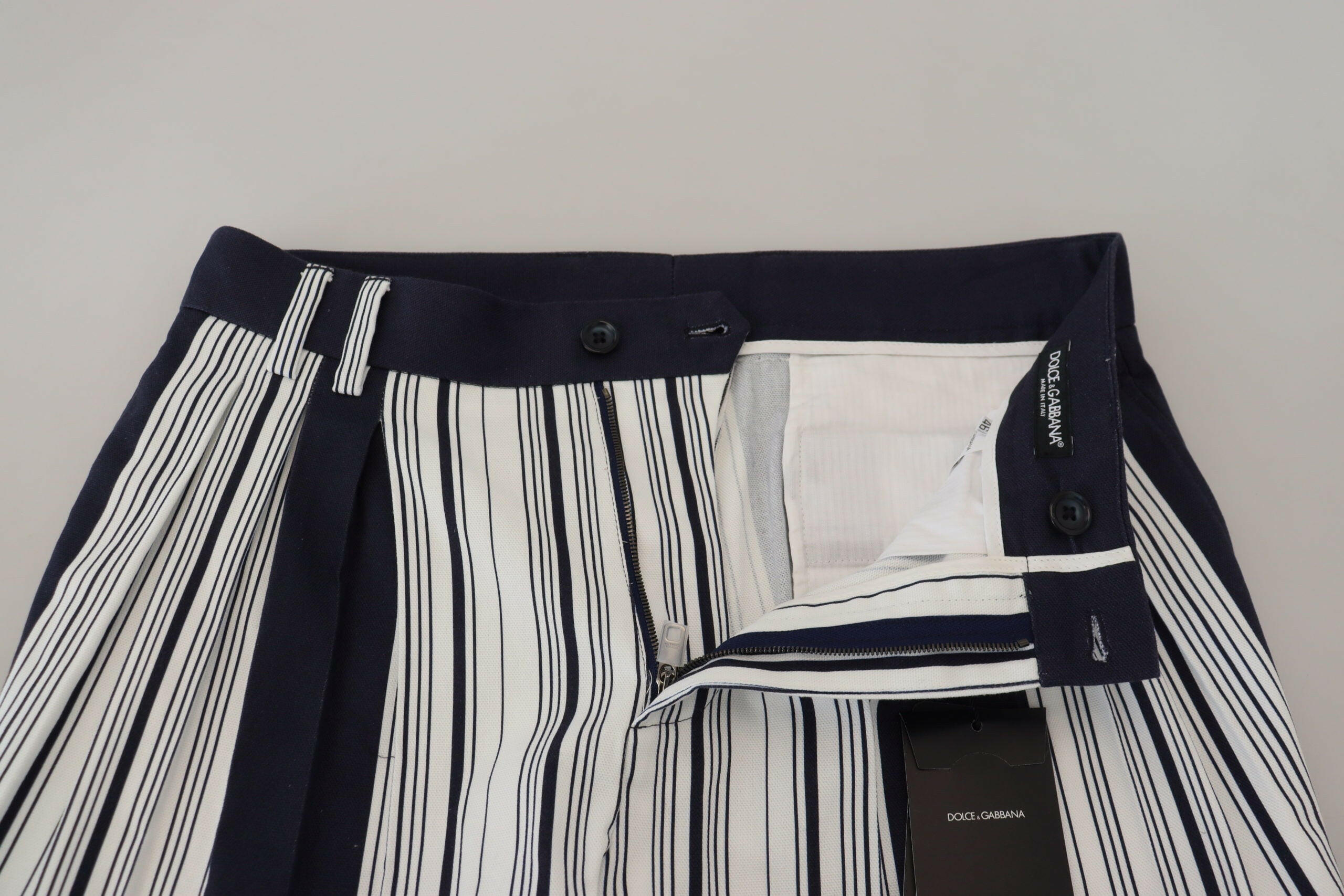 Dolce & Gabbana White Cotton Striped Cropped Pants -   -  Dolce & Gabbana.