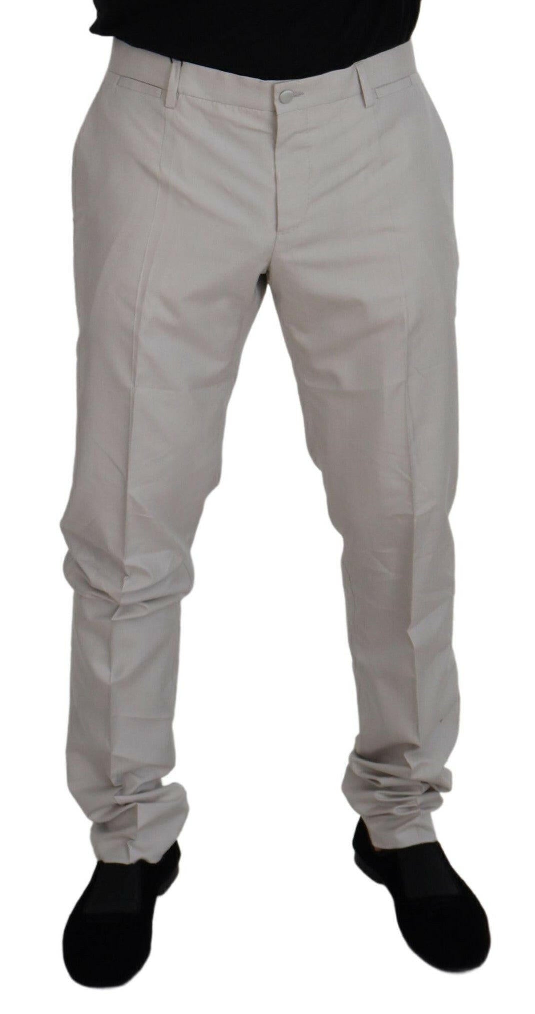 Dolce & Gabbana Off White Silk Mid Waist Chino Pants -   -  Dolce & Gabbana.