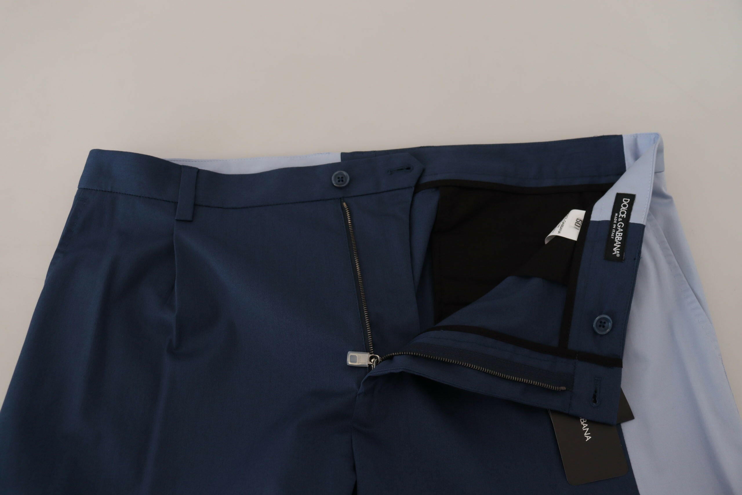 Dolce & Gabbana Blue Cotton Straight Fit Pants -   -  Dolce & Gabbana.