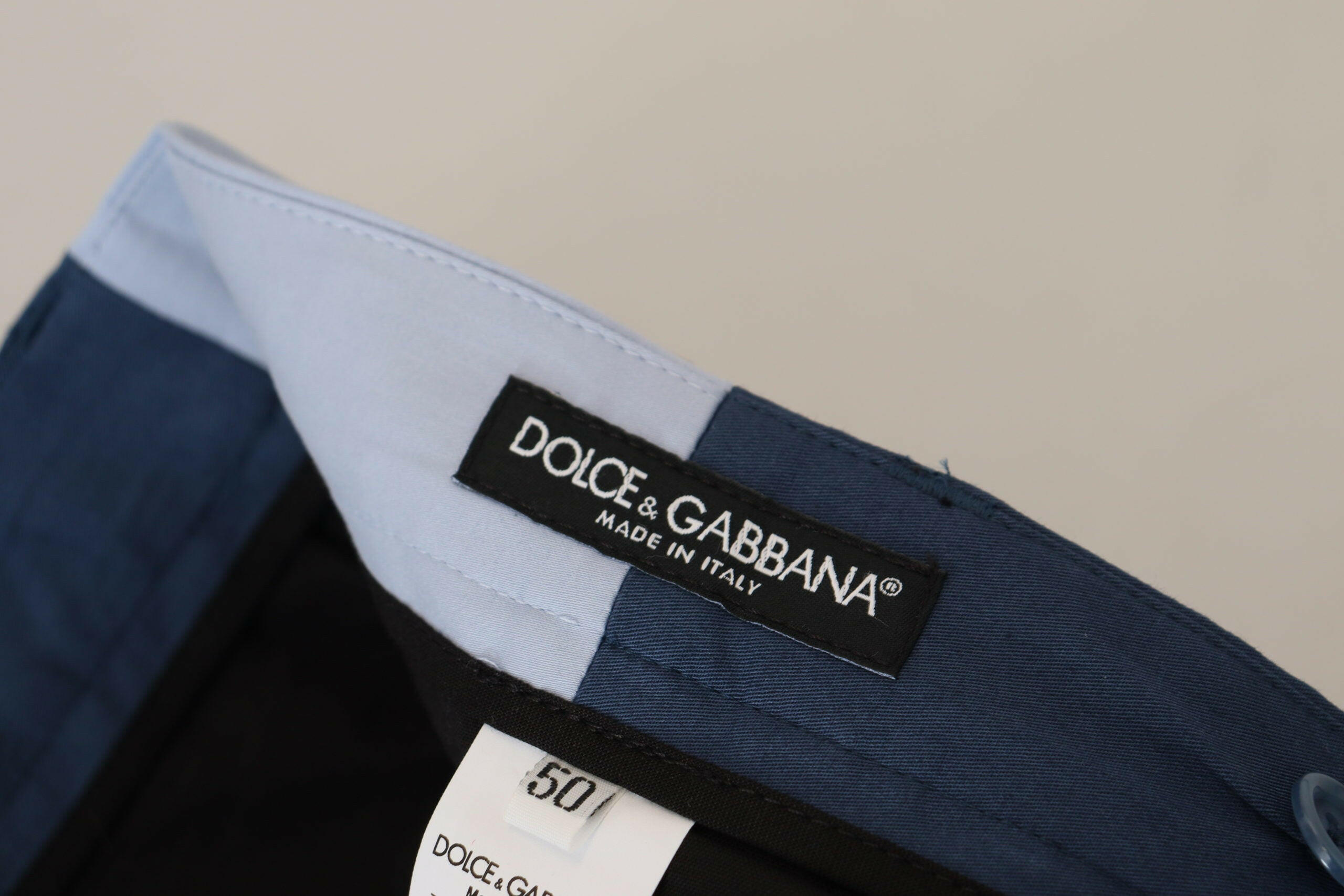 Dolce & Gabbana Blue Cotton Straight Fit Pants -   -  Dolce & Gabbana.