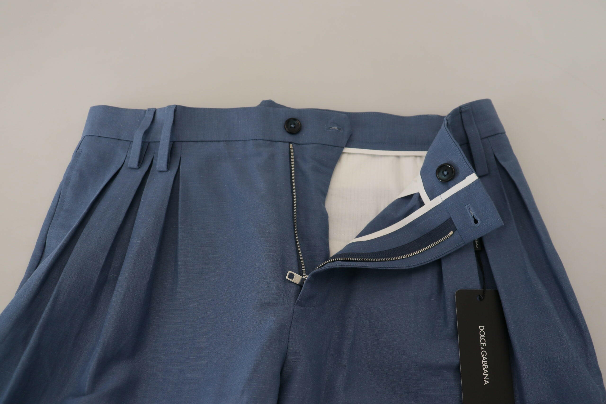 Dolce & Gabbana Blue Linen Chino Men Formal Pants -   -  Dolce & Gabbana.